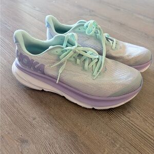 Hoka Women's Pastel Mint and Lavender Sneakers